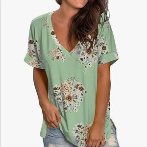 Floral Top V Neck